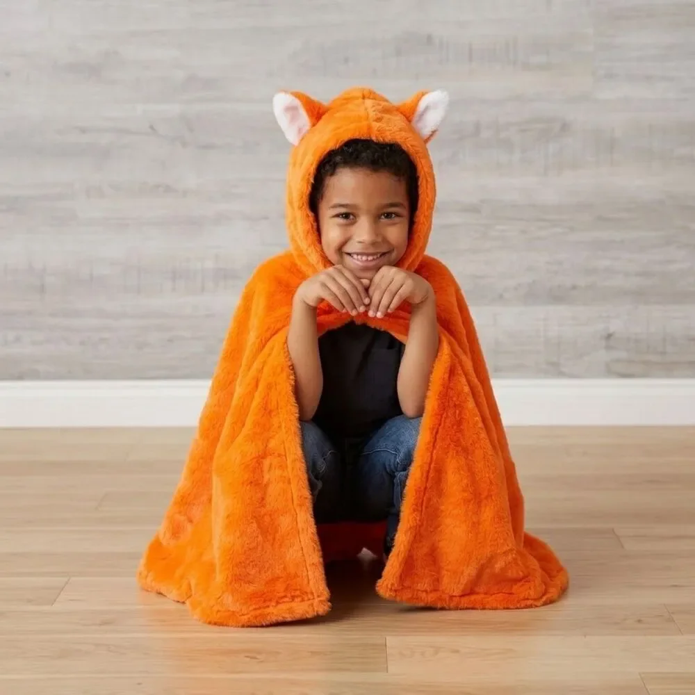 NWT Hyde & EEK! Kids Fox Costume Hooded Cape One Size Orange Halloween
